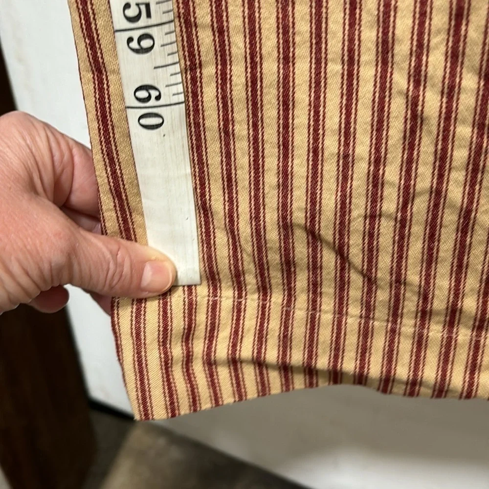 PRE OWNED Home Collection by Raghu York Ticking Barn Red & Nutmeg Shower Curtain